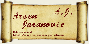 Arsen Jaranović vizit kartica